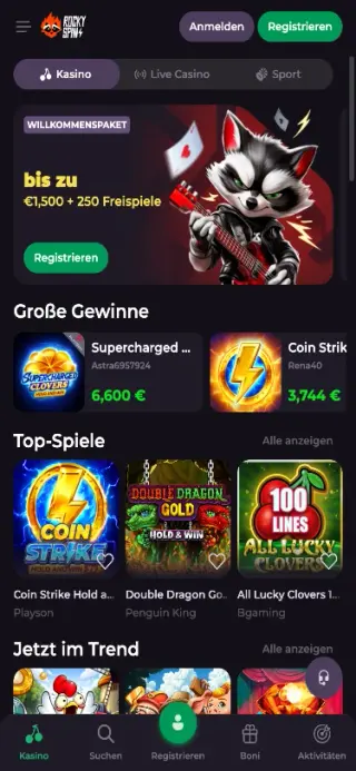 RockySpin Casino mobile Ansicht