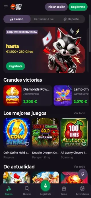 RockySpin Casino vista móvil